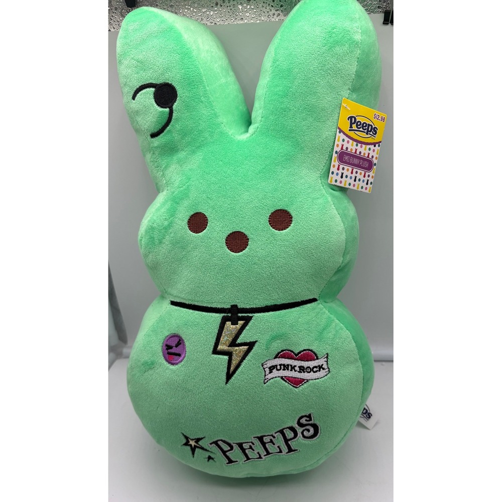 2026 PEEPS Emo Green 15" Punk Rock Peeps EASTER Bunny Plush NWT